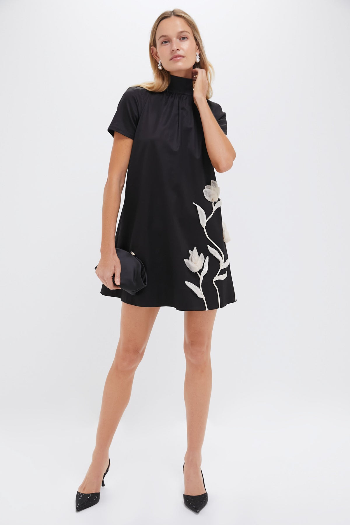 Black Ilana Floral Mini Dress | STAUD Black Ilana Floral Mini Dress | STAUD