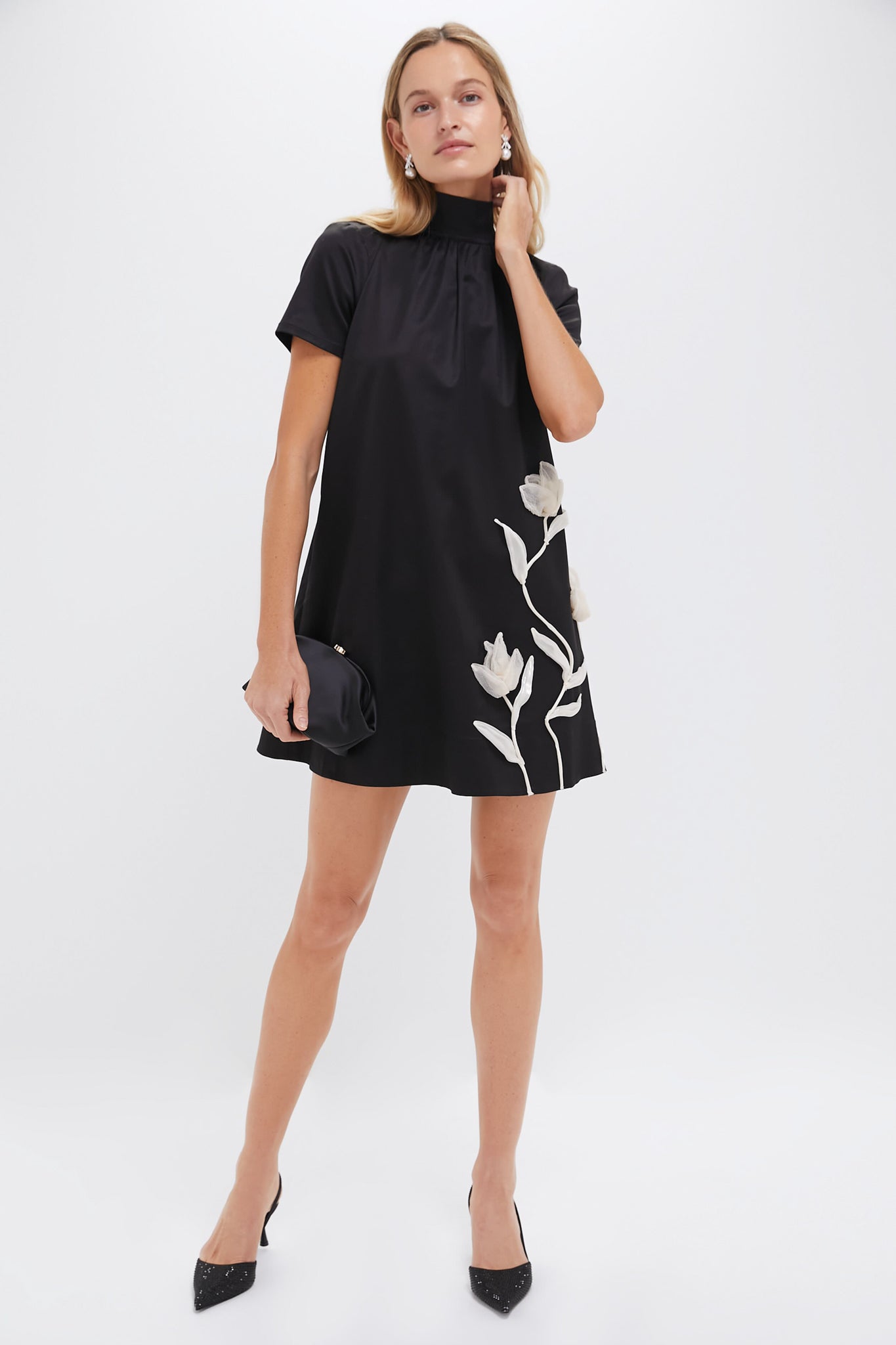 staud black ilana floral mini dress Black Ilana Floral Mini Dress