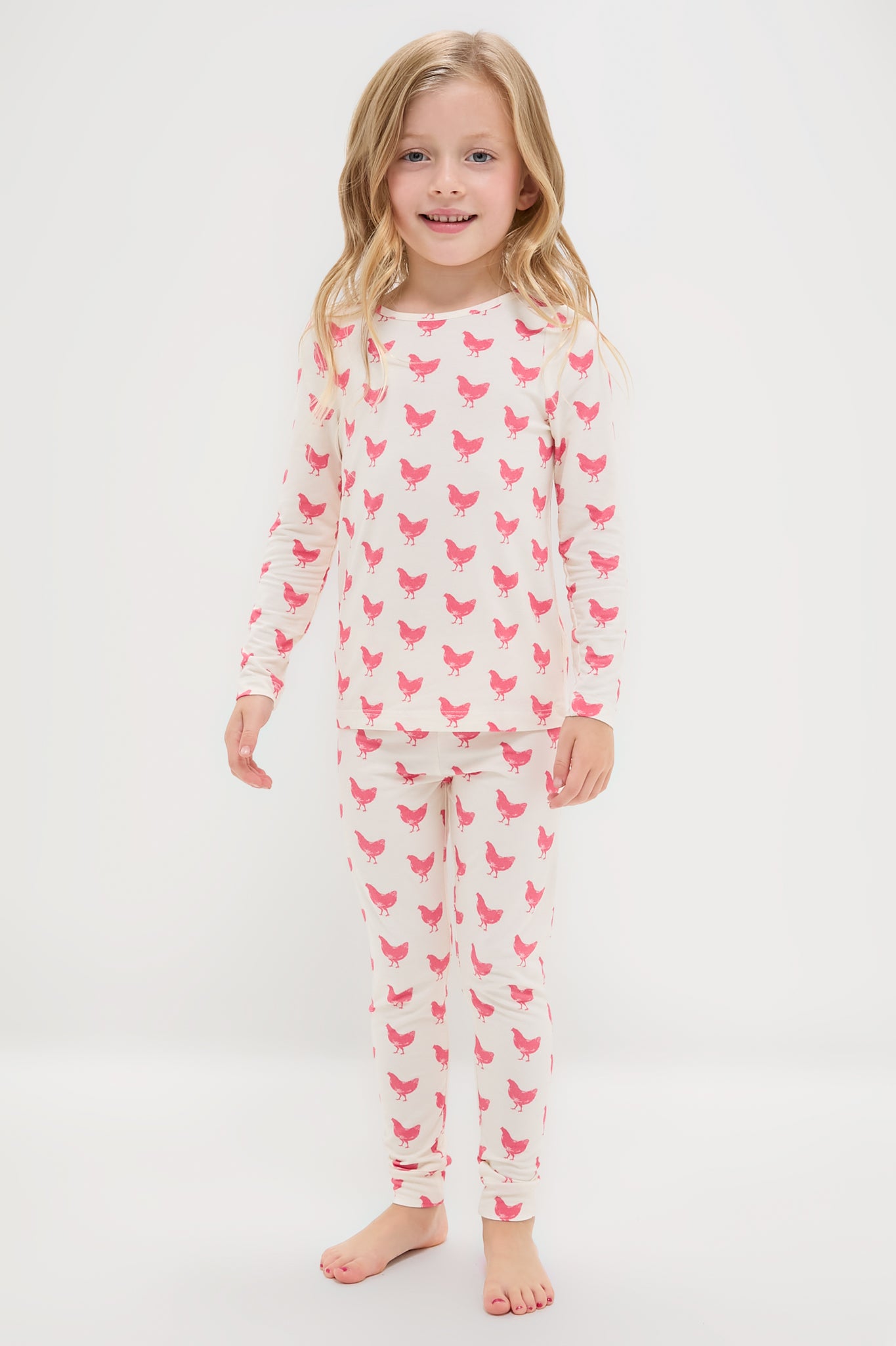 Pink Chickens Kids Bamboo Pj Set