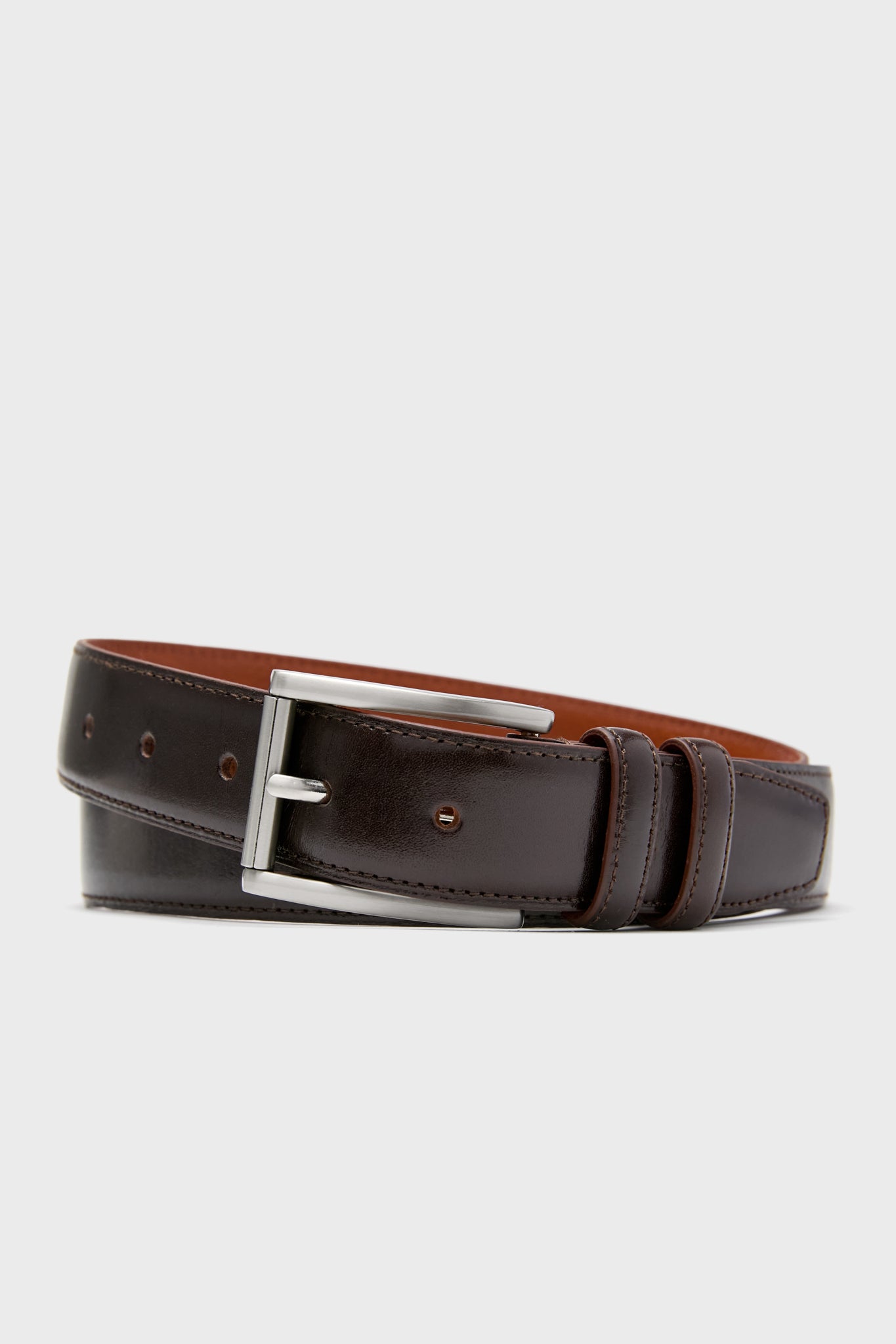 Dark Brown Lorenzo 32mm Dropped Edge Leather Belt | Trafalgar