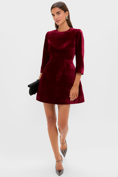 Red Velvet Silk Haley Dress