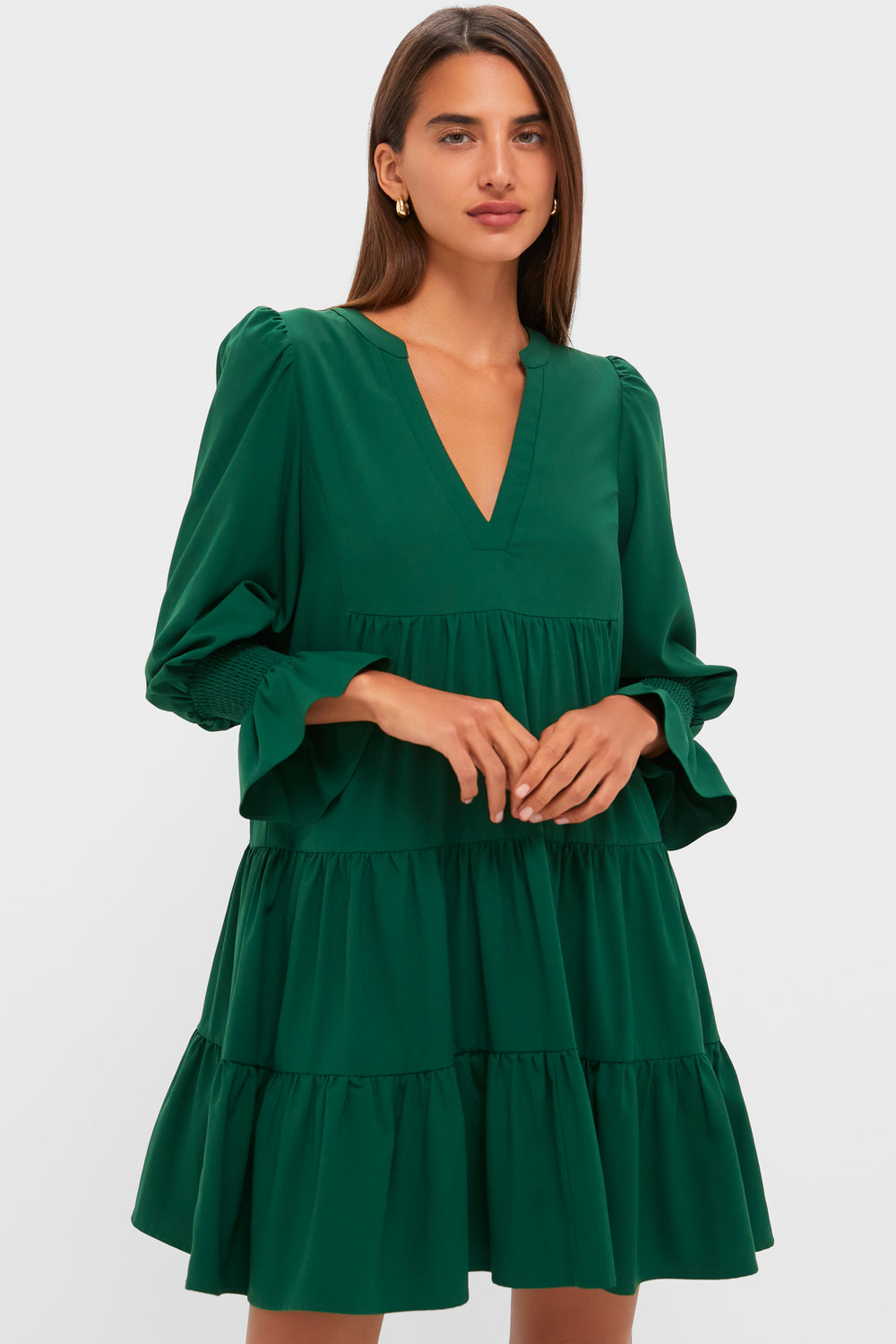 Pomander Place Hunter Green Crepe Kenzo Dress Hunter Green / XS Pomander Place Hunter Green Crepe Kenzo Dress Hunter Green / XS