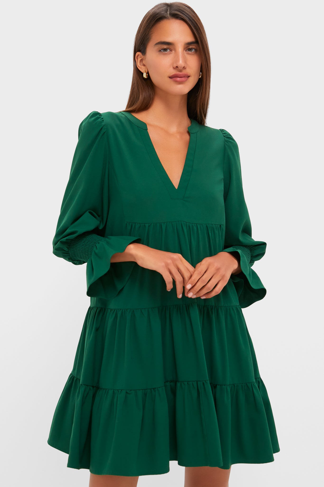 Pomander Place Hunter Green Crepe Kenzo Dress Hunter Green / XS Pomander Place Hunter Green Crepe Kenzo Dress Hunter Green / XS