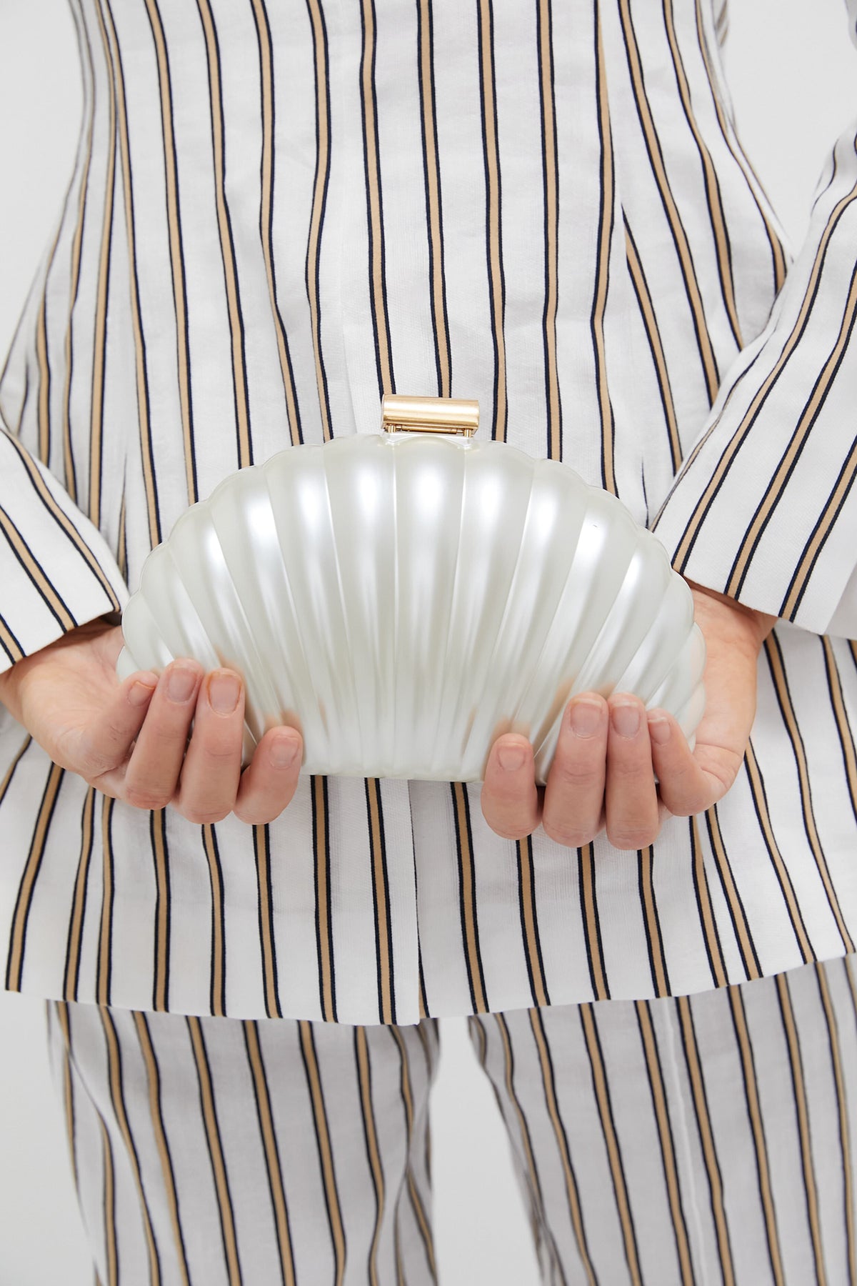 Ivory Monet Pearlized Shell Clutch