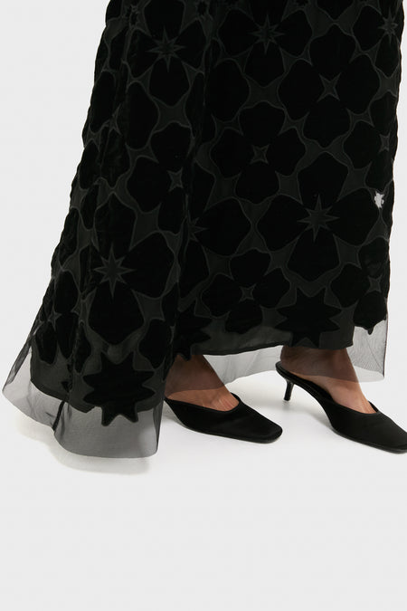 Black Burnout Velvet Genevieve Gown