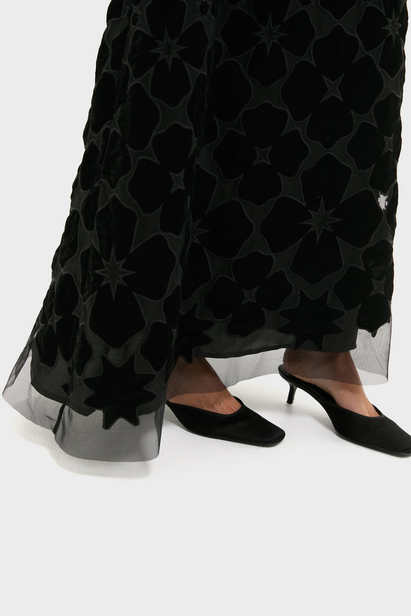 Black Burnout Velvet Genevieve Gown