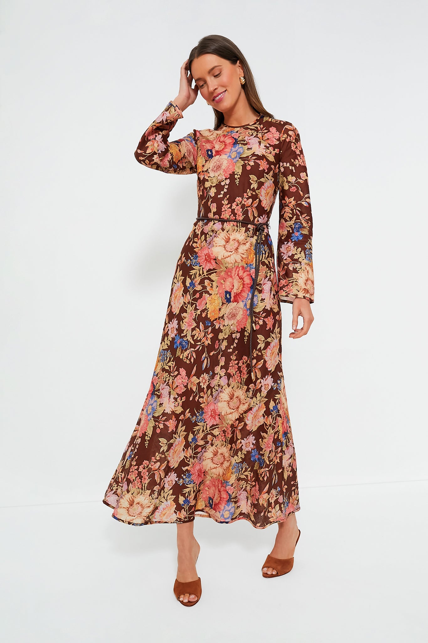 Chocolate Floral August Bias Long Dress | Zimmermann