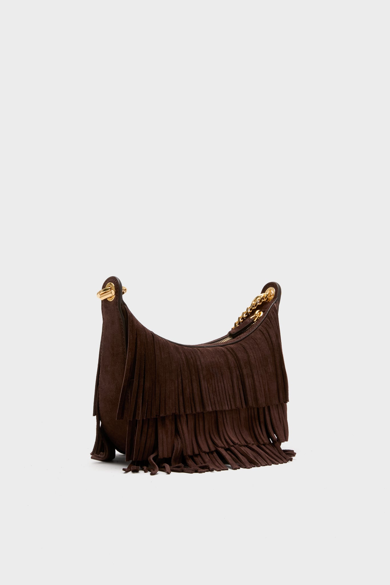 Espresso Small Suede Fringe Fortune Hobo Bag | Veronica Beard