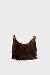 Espresso Small Suede Fringe Fortune Hobo Bag