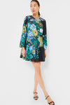 Black Verdant Floral Pierce Dress