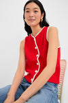 Red and Ivory Bridget Tipped Vest