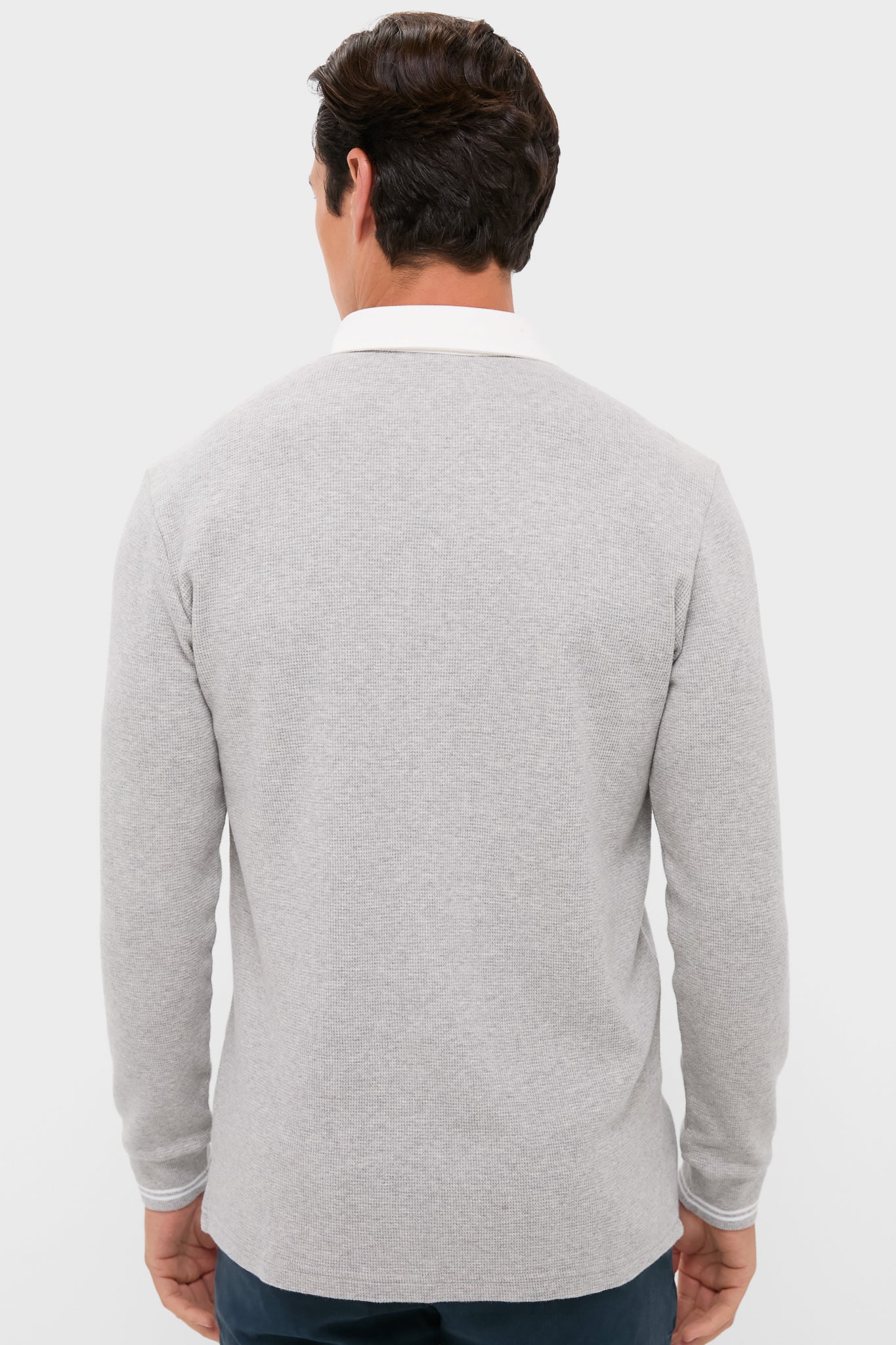 Heather Grey Waffle Rugby Polo | Criquet