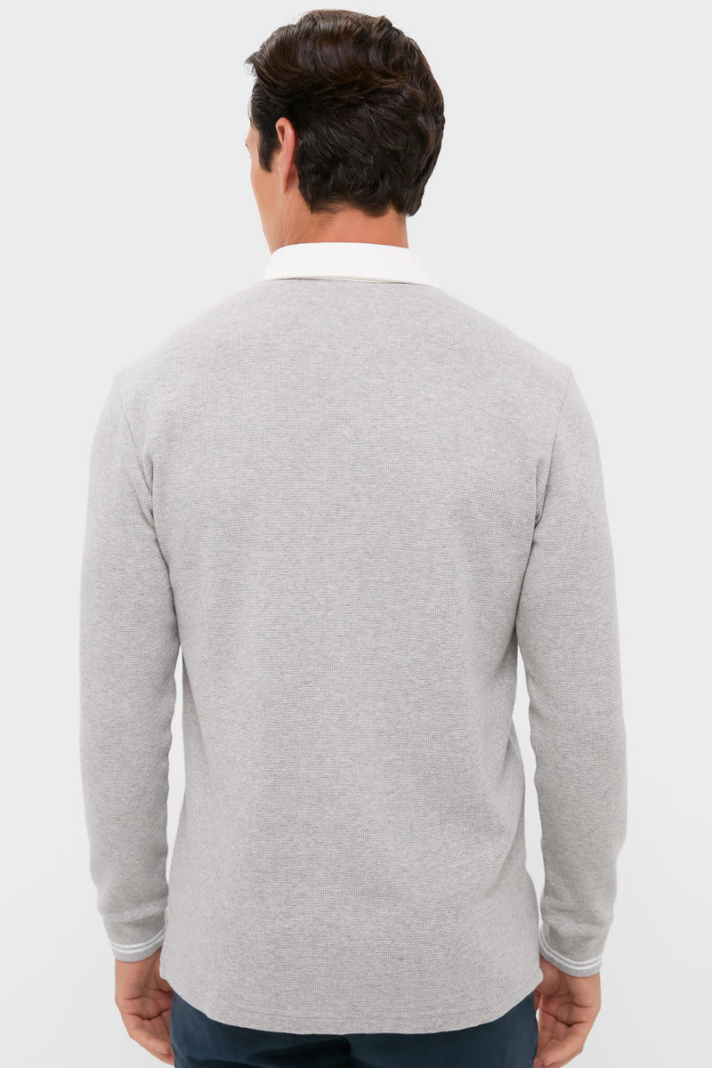 Heather Grey Waffle Rugby Polo