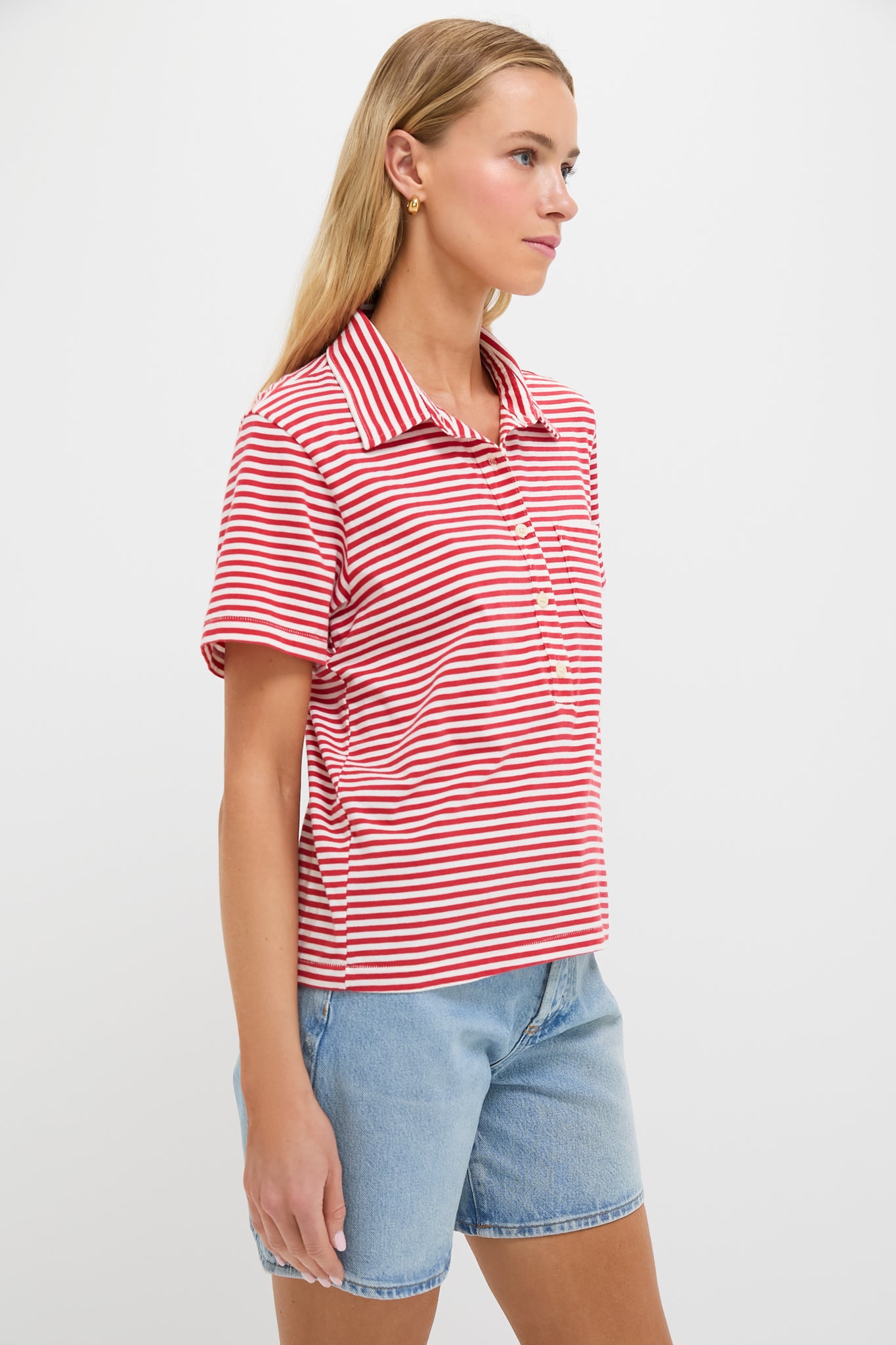 Sun Cherry Stripe The Lacrosse Polo