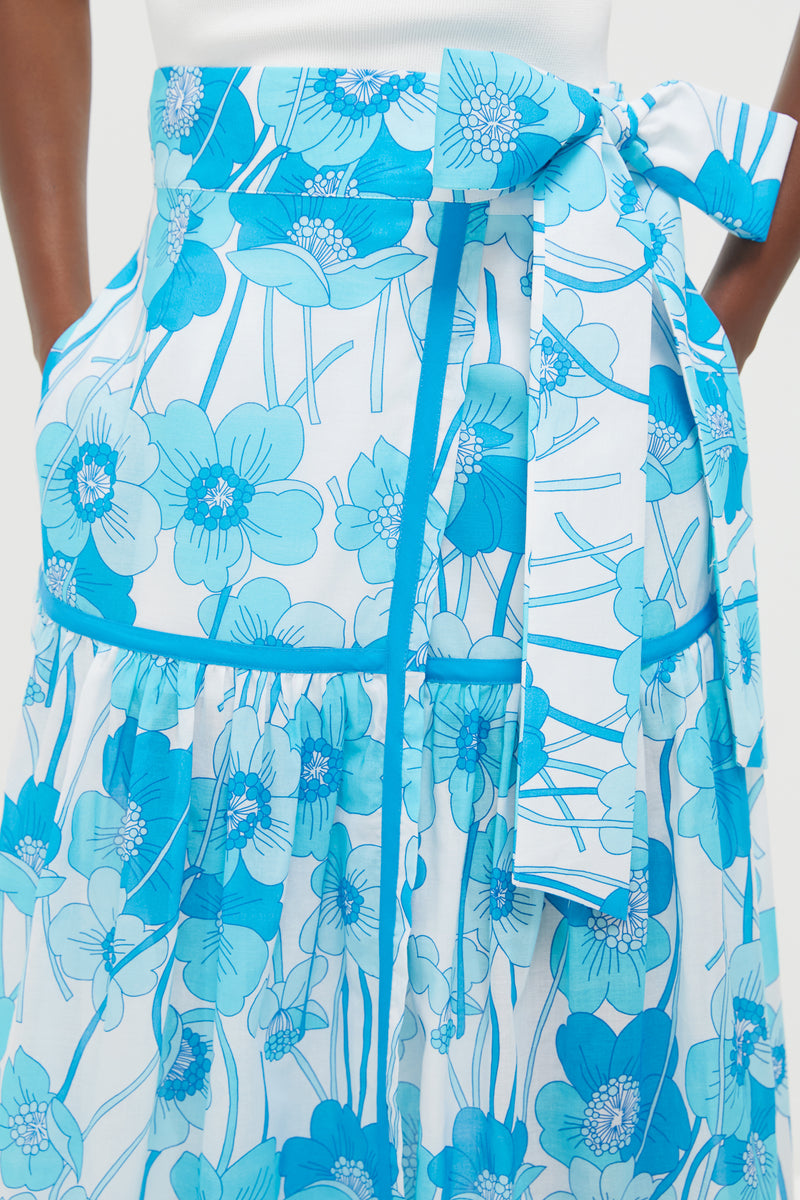 Flowers Waves Veradero Wrap Midi Skirt