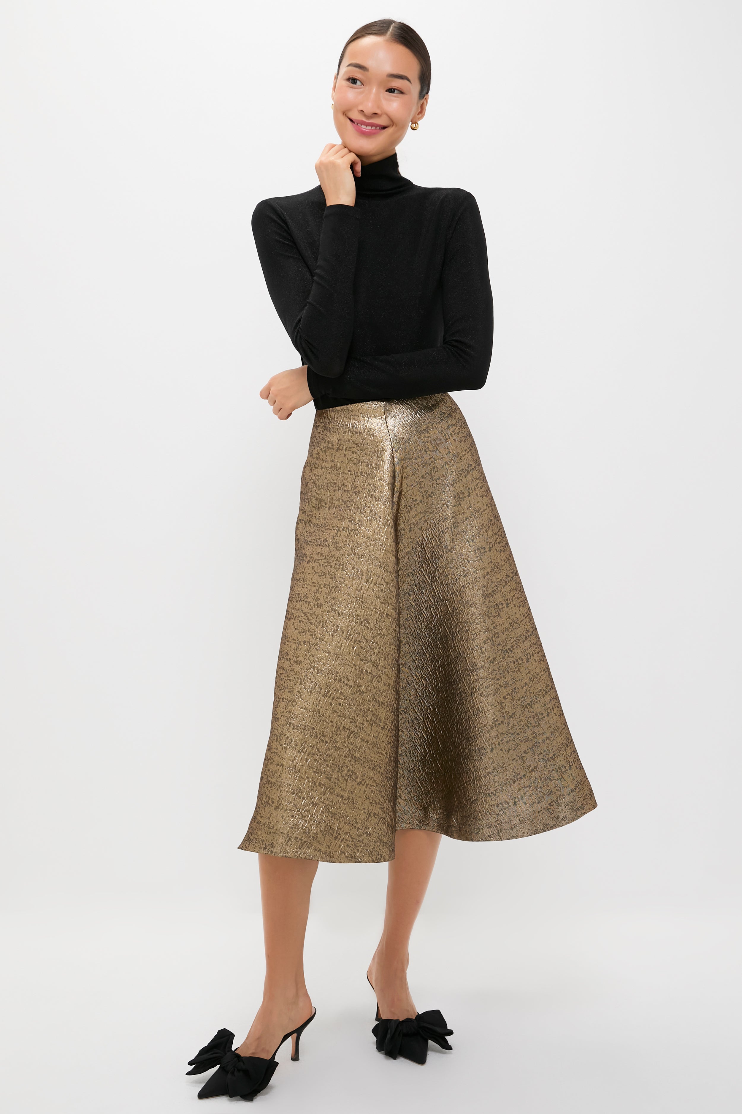 ANDREA&Co. Jacquard Ribbon Skirt Gold Textured Jacquard Andrea