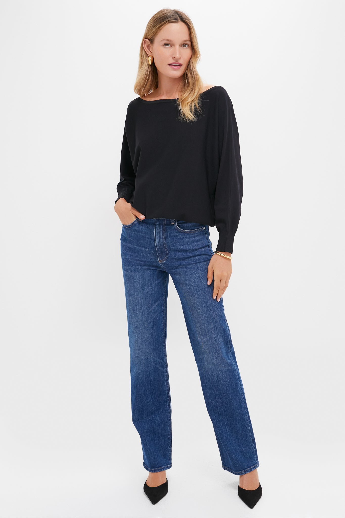 Black Wide Neck Valencia Sweater | Tuckernuck