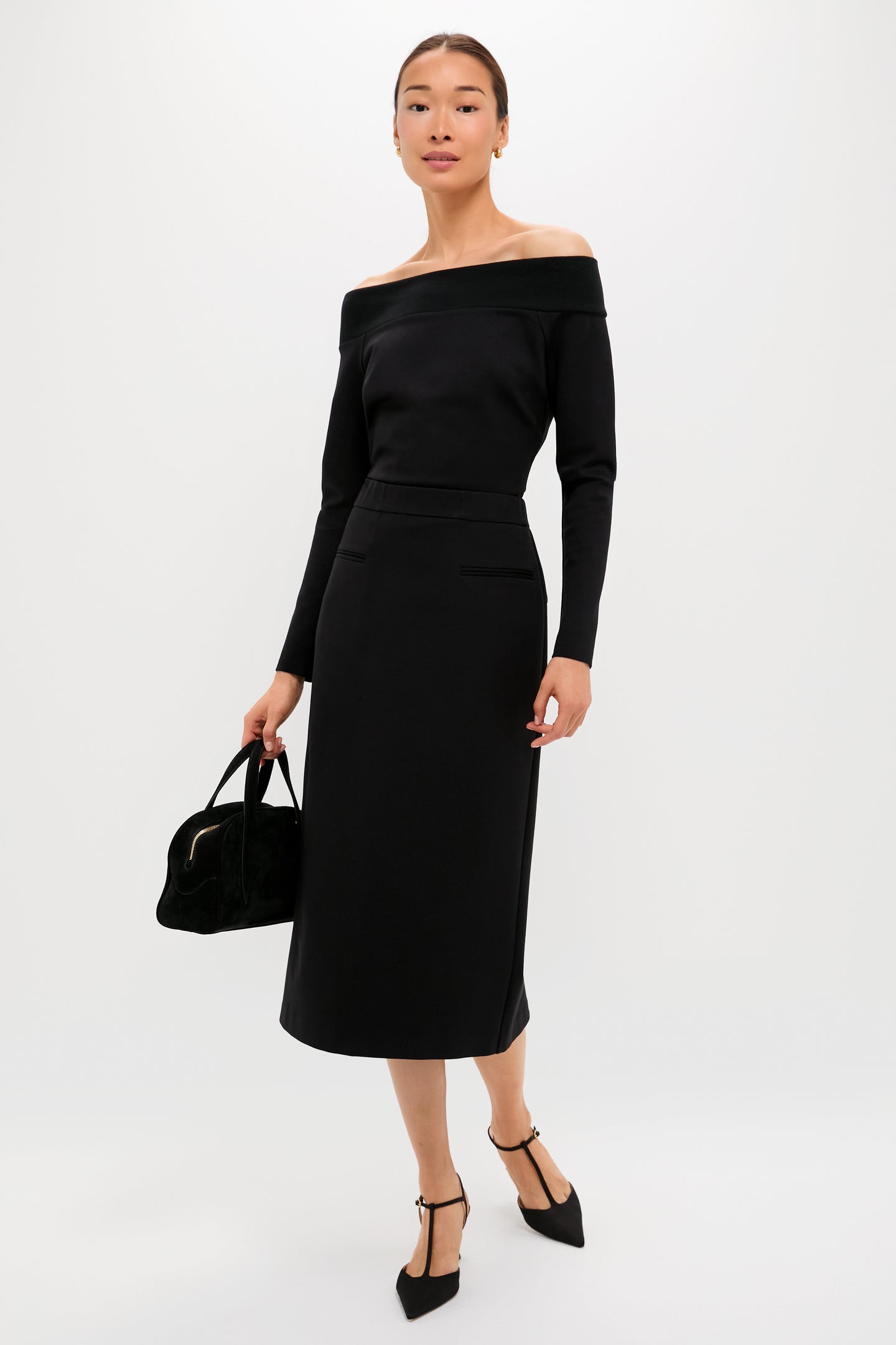 Black Rosewell Midi Skirt