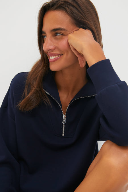 Navy Hawley Half Zip Sweat