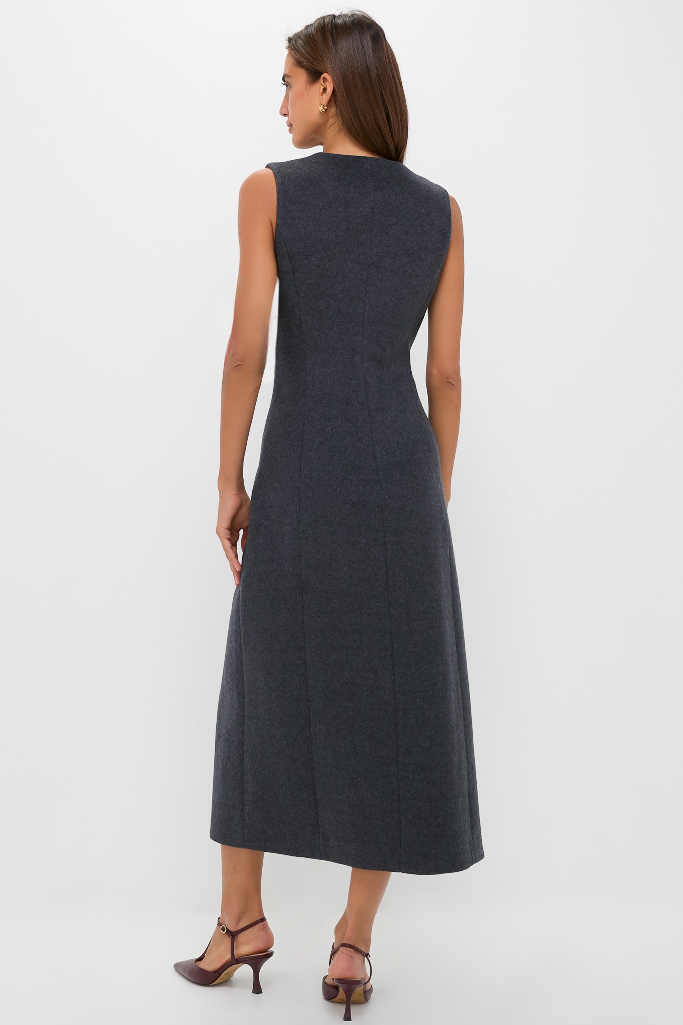 Gray Wool Rhoda Midi Dress
