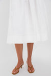 White Camden Cotton Poplin Midi Skirt