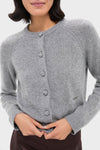Gray Knot Button Cashmere Cardigan