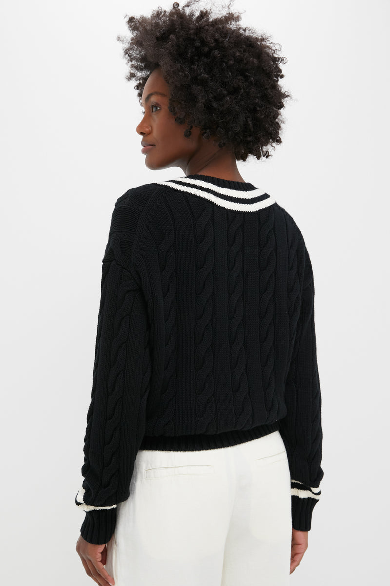 Polo Black and Cricket Cream Cotton Long Sleeve Crew Neck Pullover Sweater