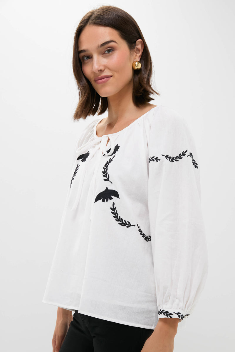 Salt Organic Lucy Dove Embroidery Blouse