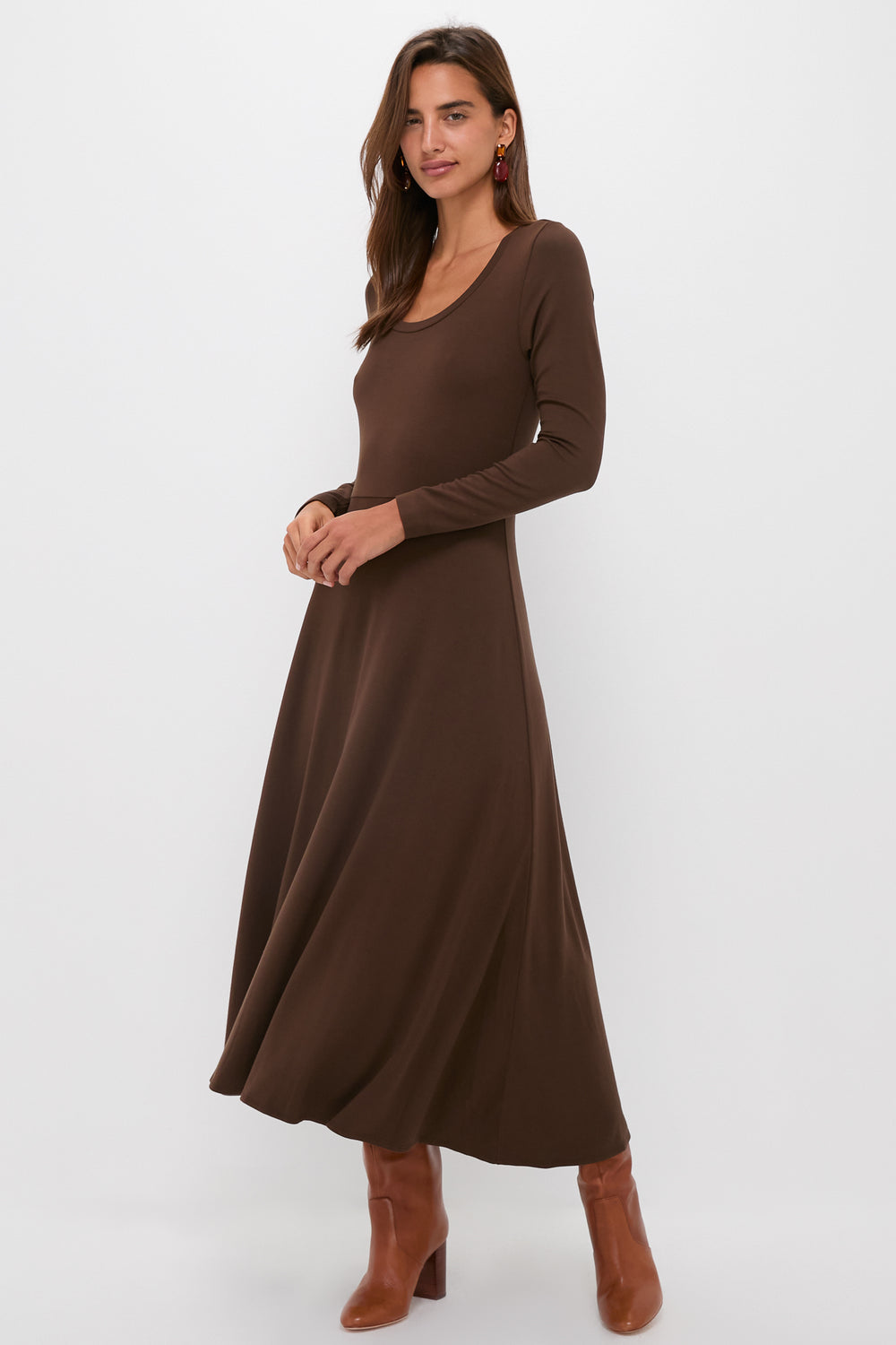 Tuckernuck Chocolate Brown Long Sleeve Sara Maxi Dress Brown / L Tuckernuck Chocolate Brown Long Sleeve Sara Maxi Dress Brown / L