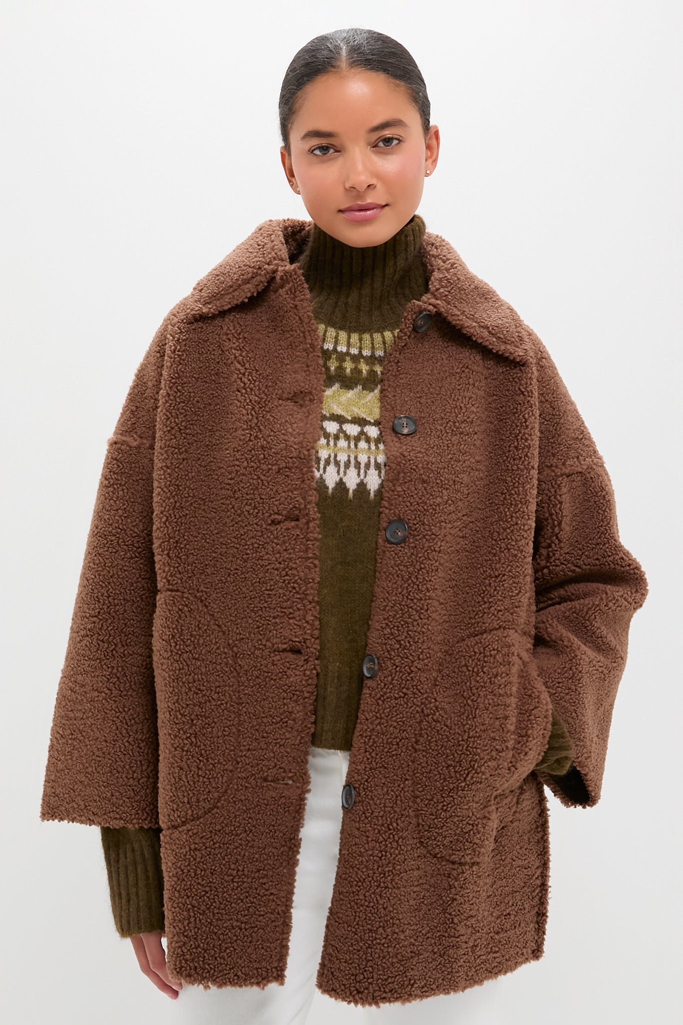 Chocolate Plush Car Coat | THE GREAT.