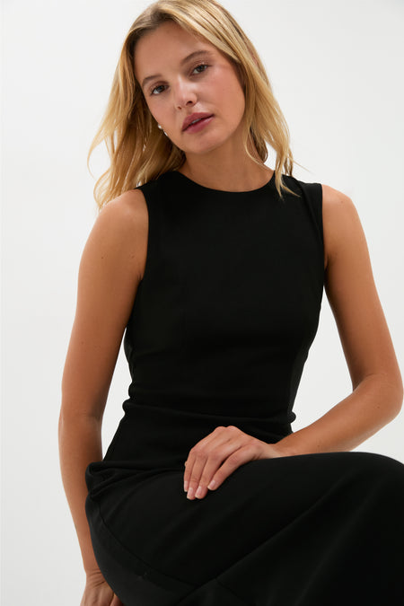 Black Open Back Bow Ambrose Midi Dress