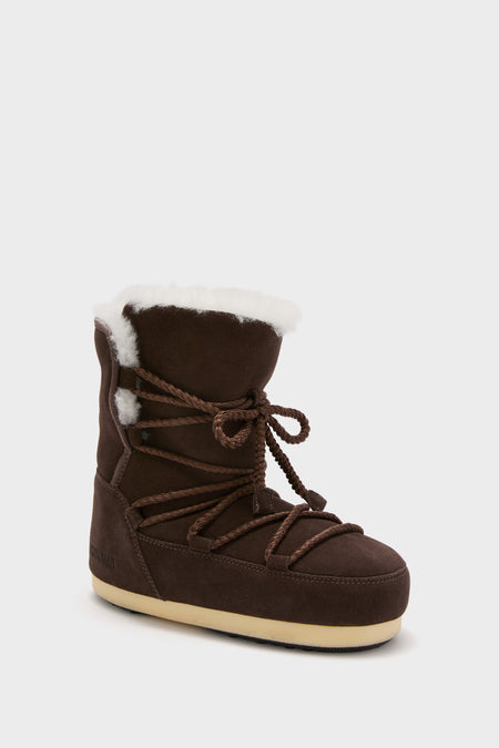 Dark Brown Suede Shearling Evx Boots
