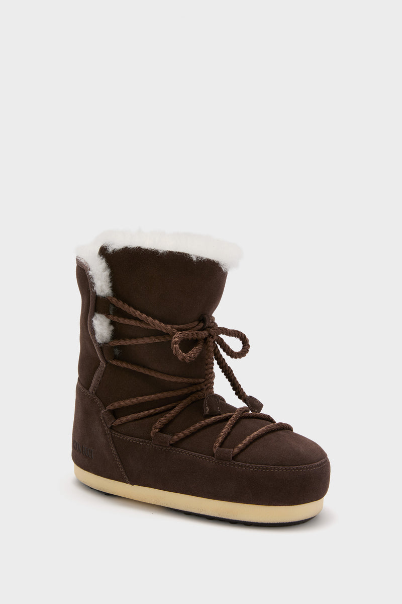Dark Brown Suede Shearling Evx Boots
