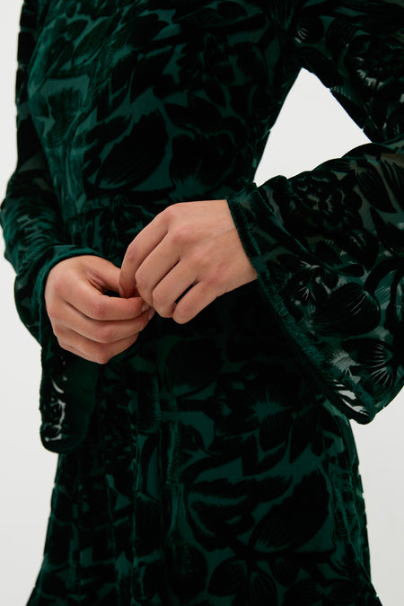 Emerald Green Burnout Velvet Oaklynn Mini Dress | Hyacinth House Emerald Green Burnout Velvet Oaklynn Mini Dress | Hyacinth House