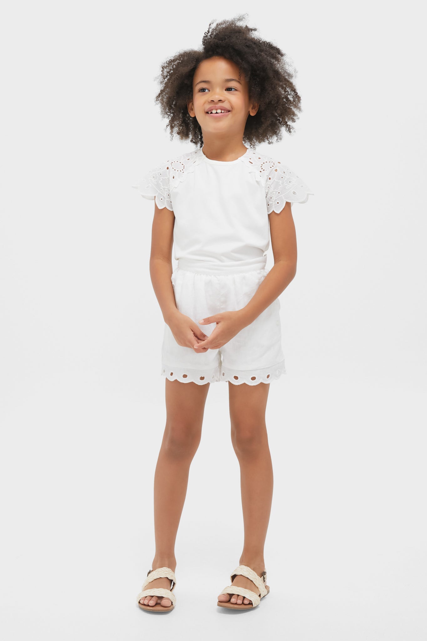 White Eyelet Sleeve Blouse