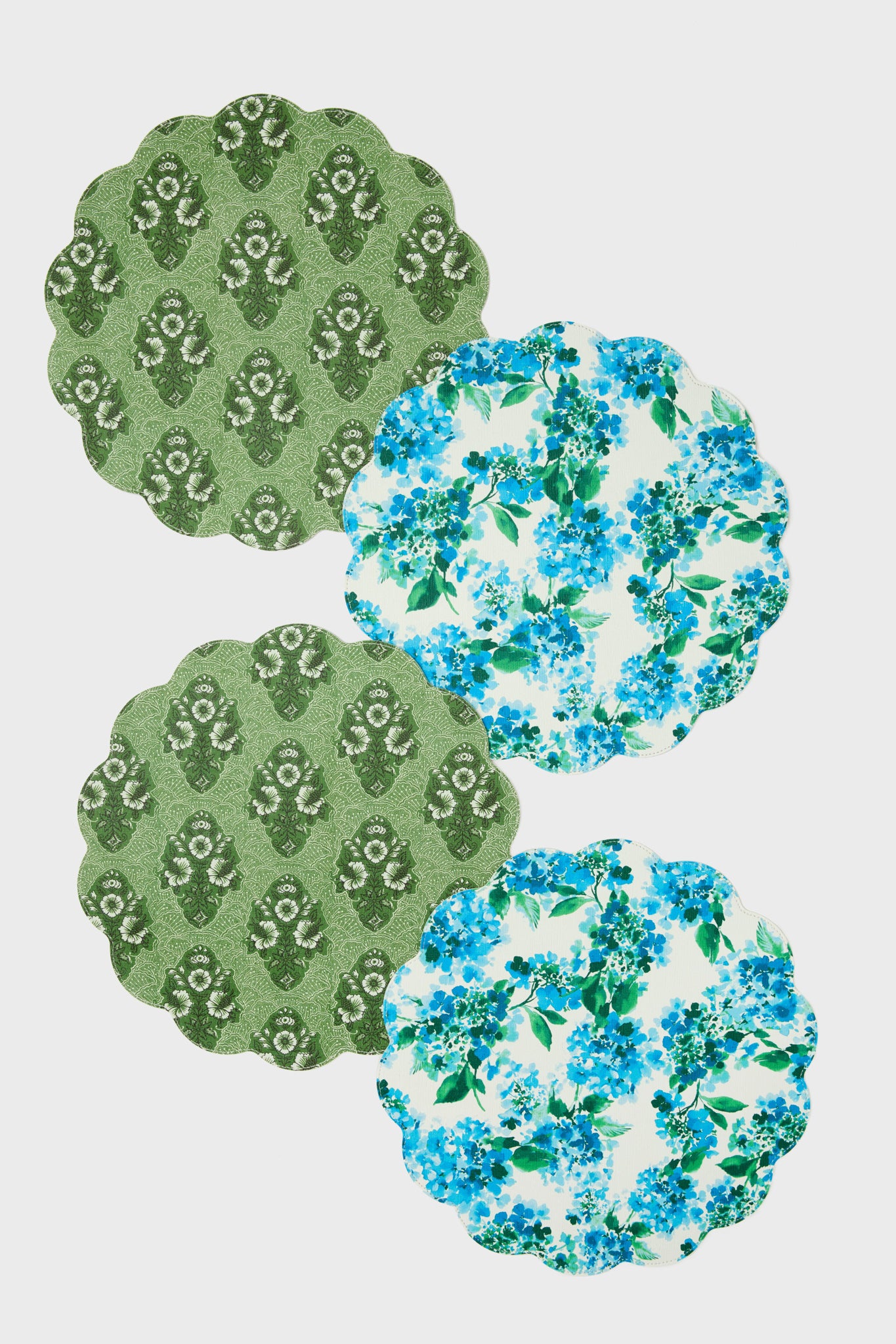 Ivy Sonata and Hydrangea Reversible Wipeable Placemats Set of 4