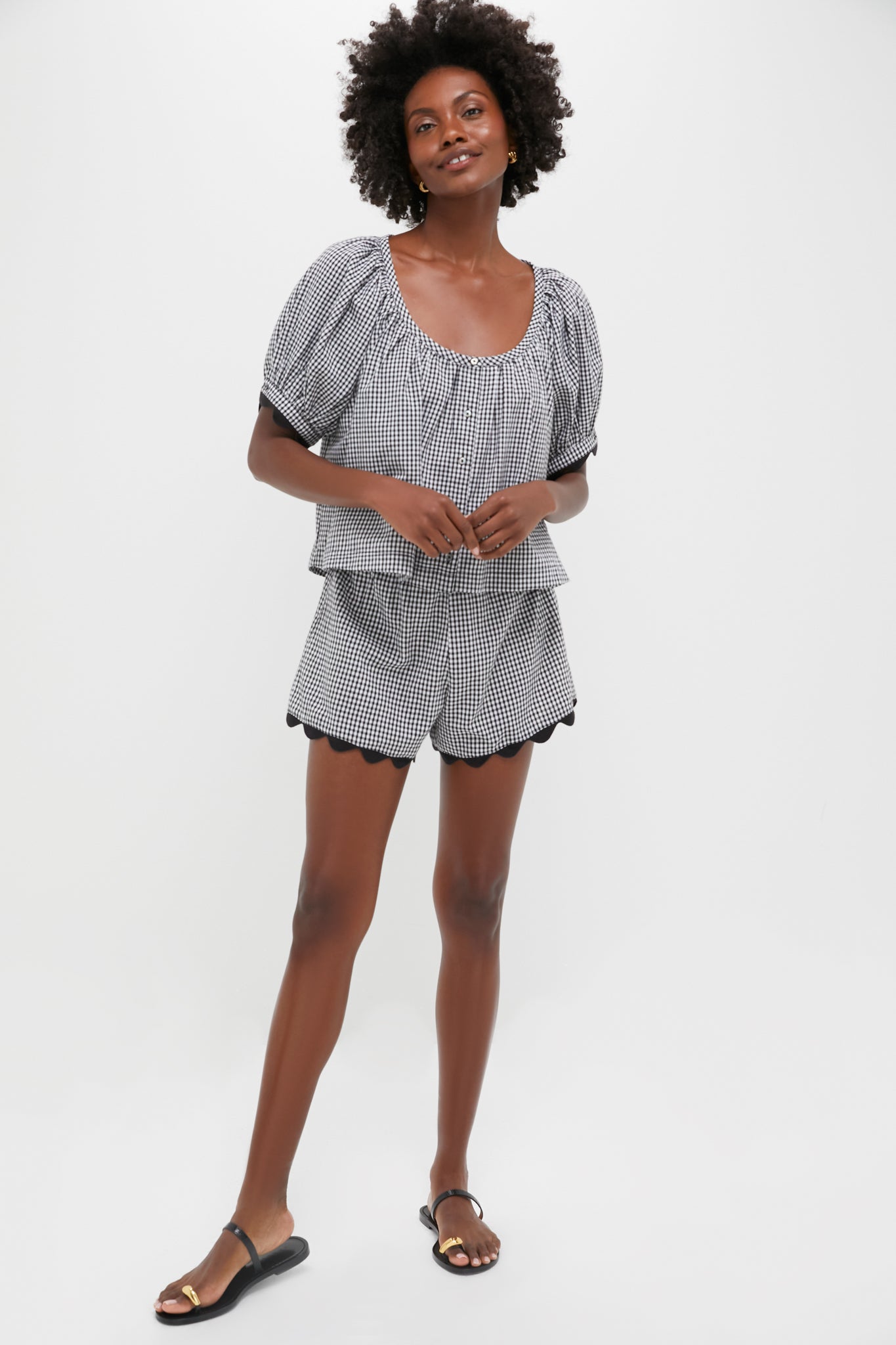 Black Gingham Ric Rac Tully Top | Tuckernuck