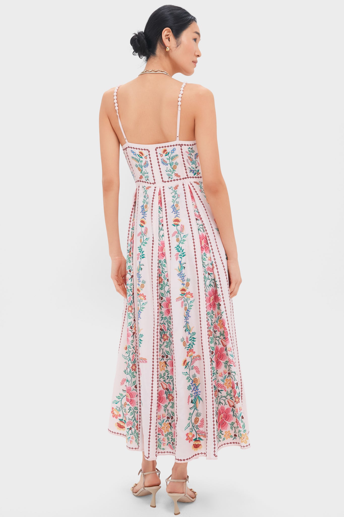 farm rio pink garden delight short sleeve maxi dress Floral Embroidered Maxi Dress