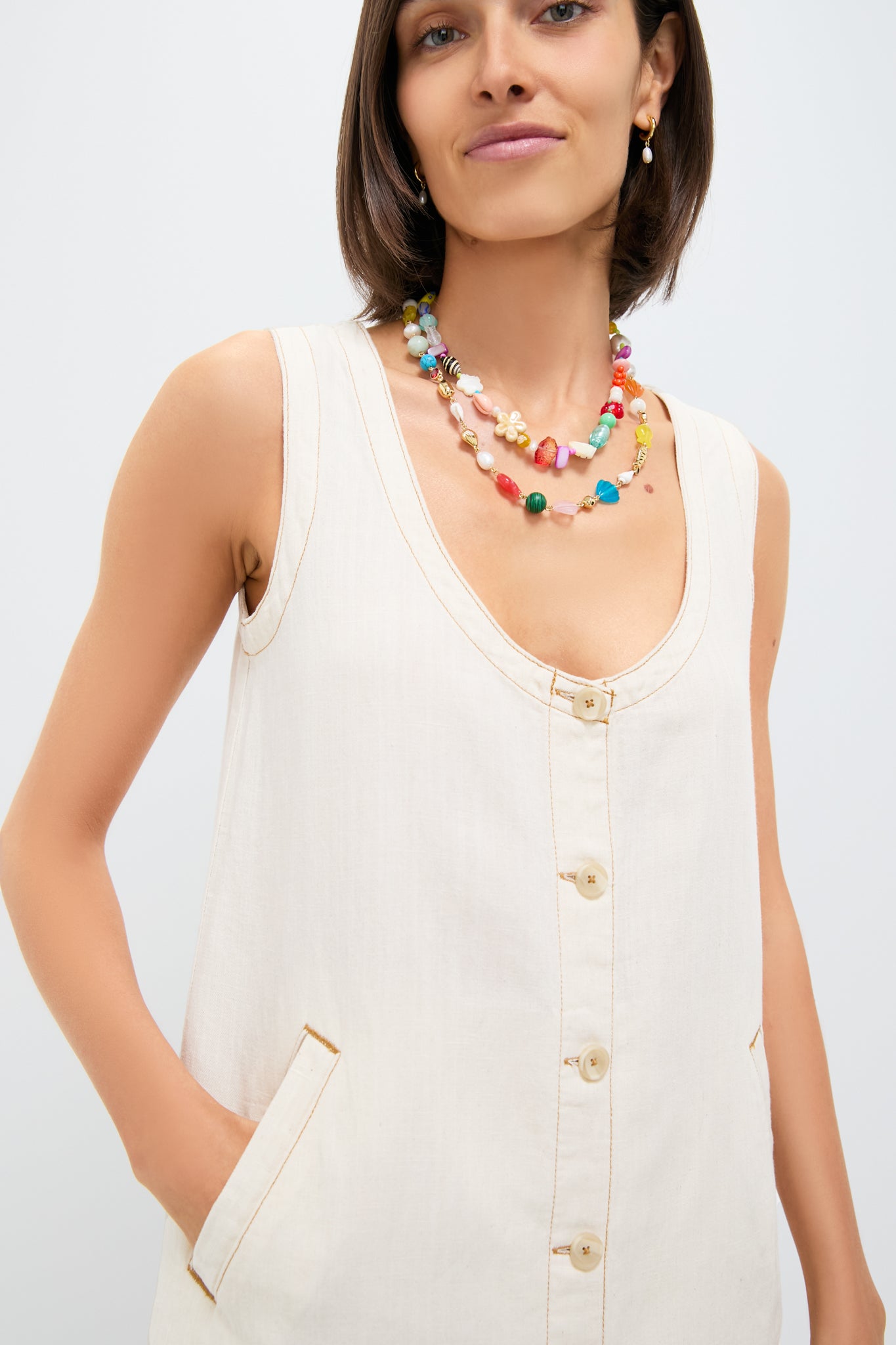 Whitecliff Wash Linen Denim Malibu Mini Dress