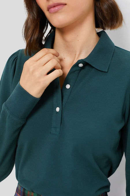 June Bug Long Sleeve Pique Puff Sleeve Peggy Polo