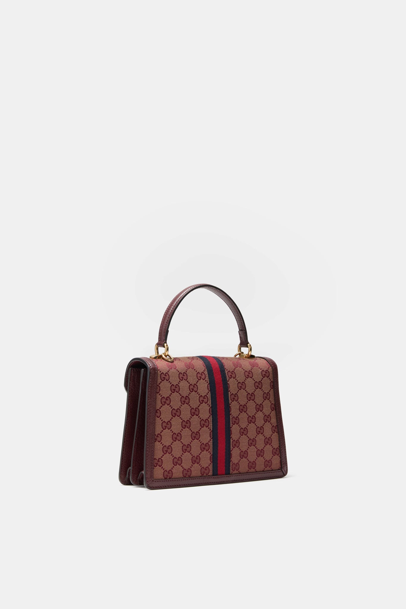 GUCCI Red Small GG Coated Canvas Ophidia Flap Top Handle Bag