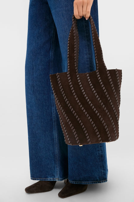 Cacao Tallia Suede Bucket Bag