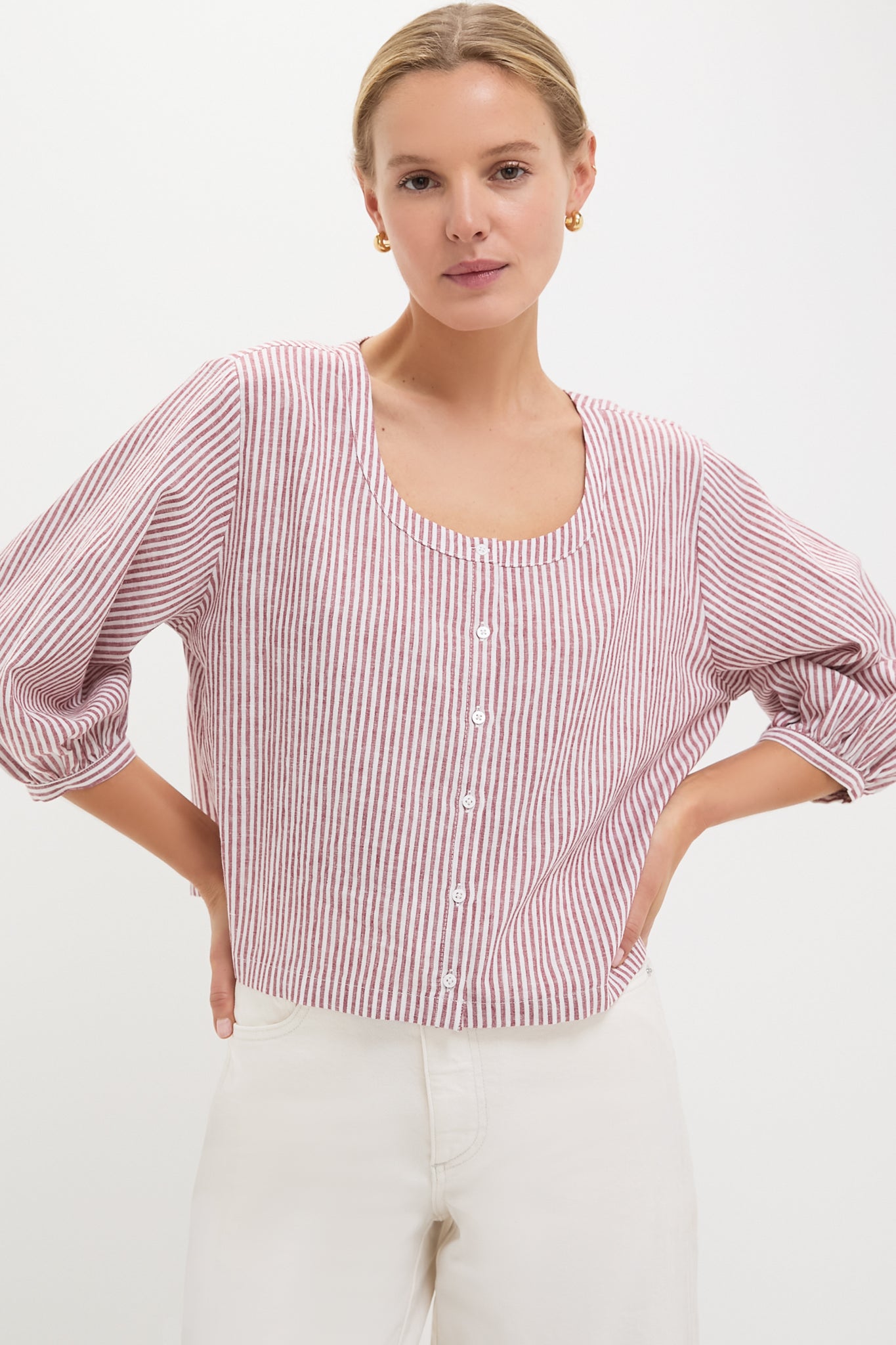 Red Stripe Linen Kennedi Blouse | Tuckernuck Red Stripe Linen Kennedi Blouse | Tuckernuck
