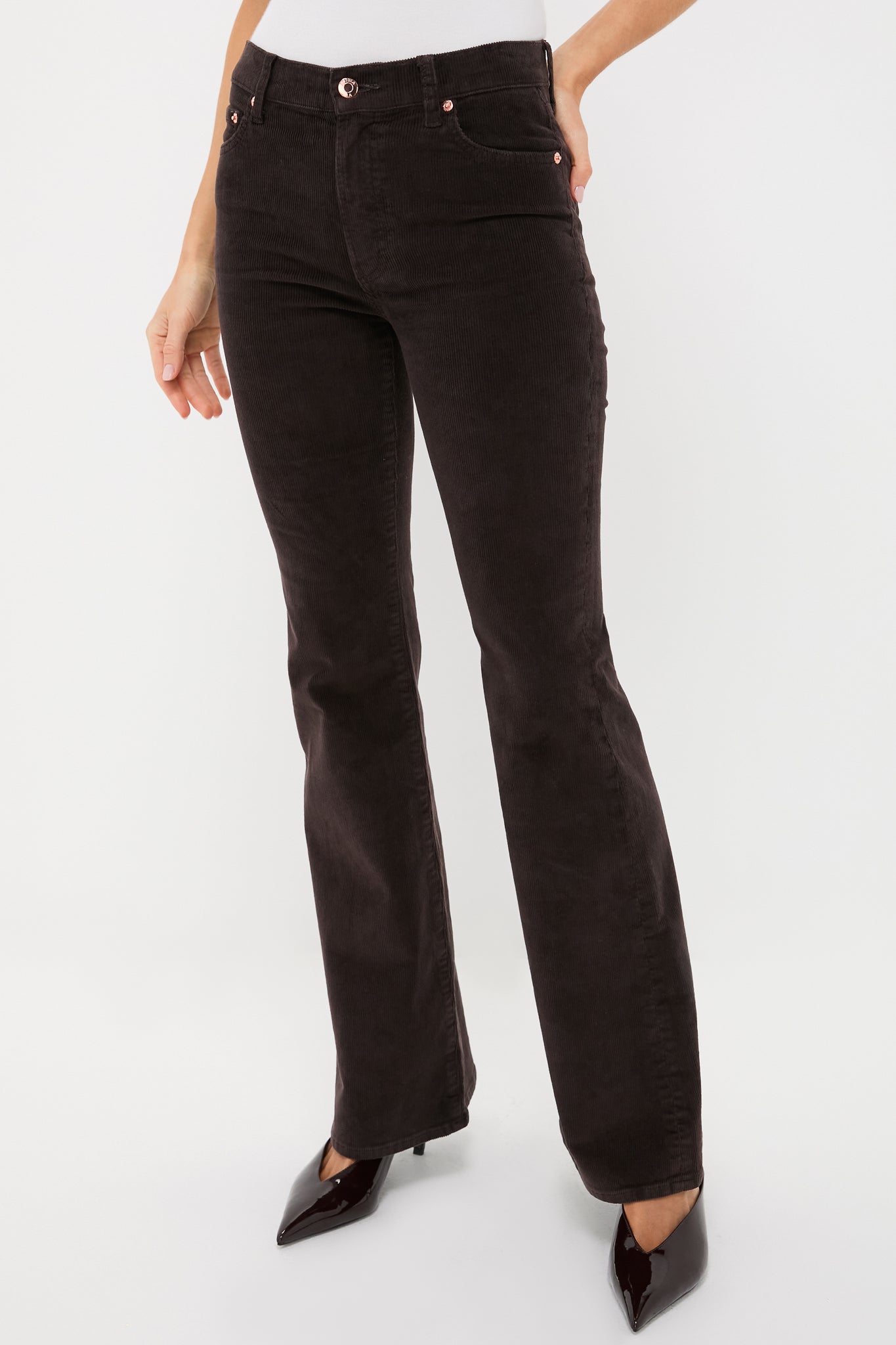 Mocha Kinsley Mid Rise Ultra Flare Cord | Pistola Denim