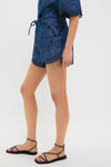 Railway Blue Coco Embroidered Denim Short