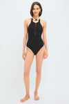 Black Lurex Starry Nights Jacquard Raphaelle One Piece