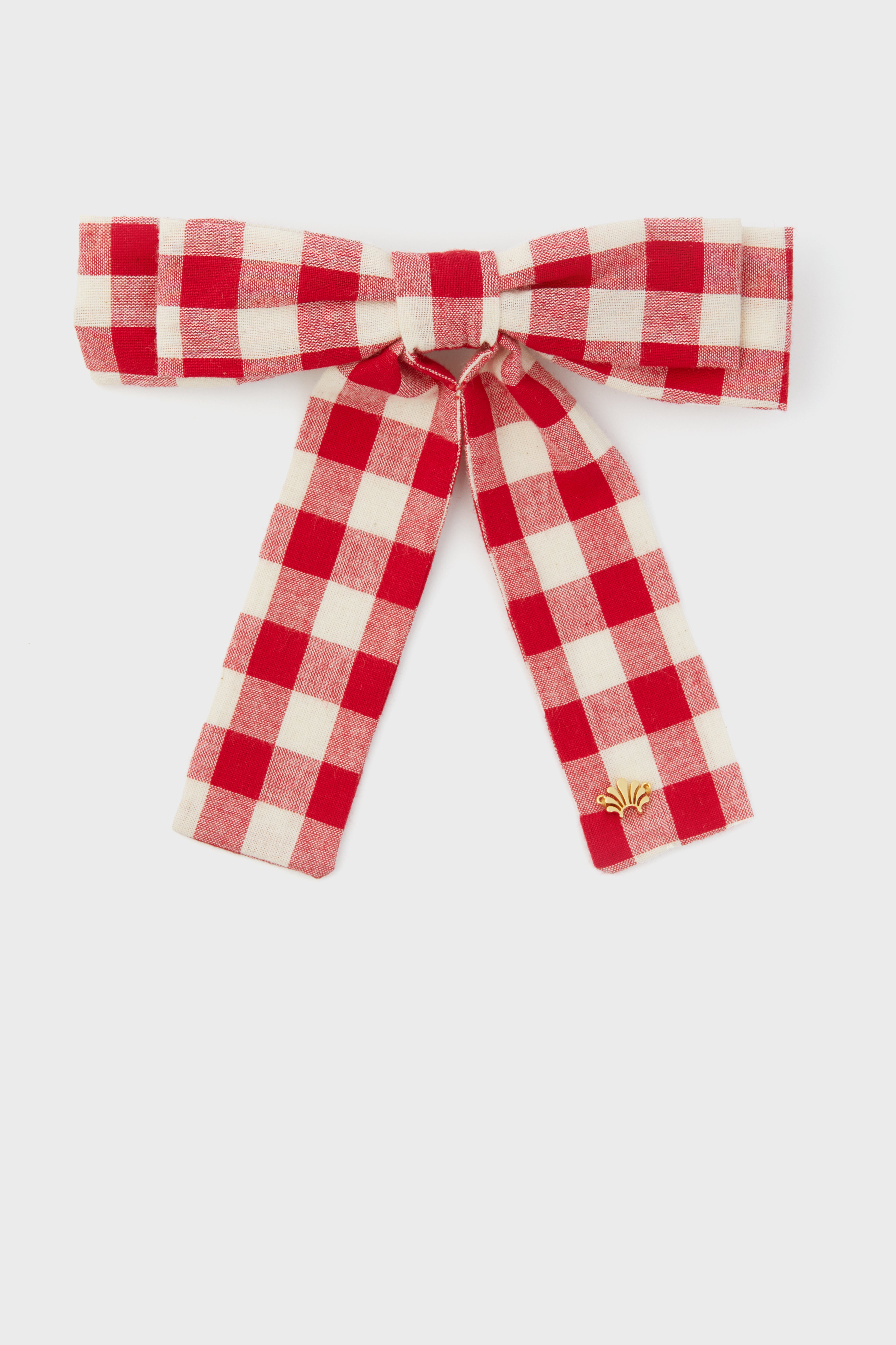 Lele Sadoughi Gingham Antoinette Bow Barrette Ladybug Red White NWT Red Gingham Lady Bow Collar – The Foggy Dog main image 3