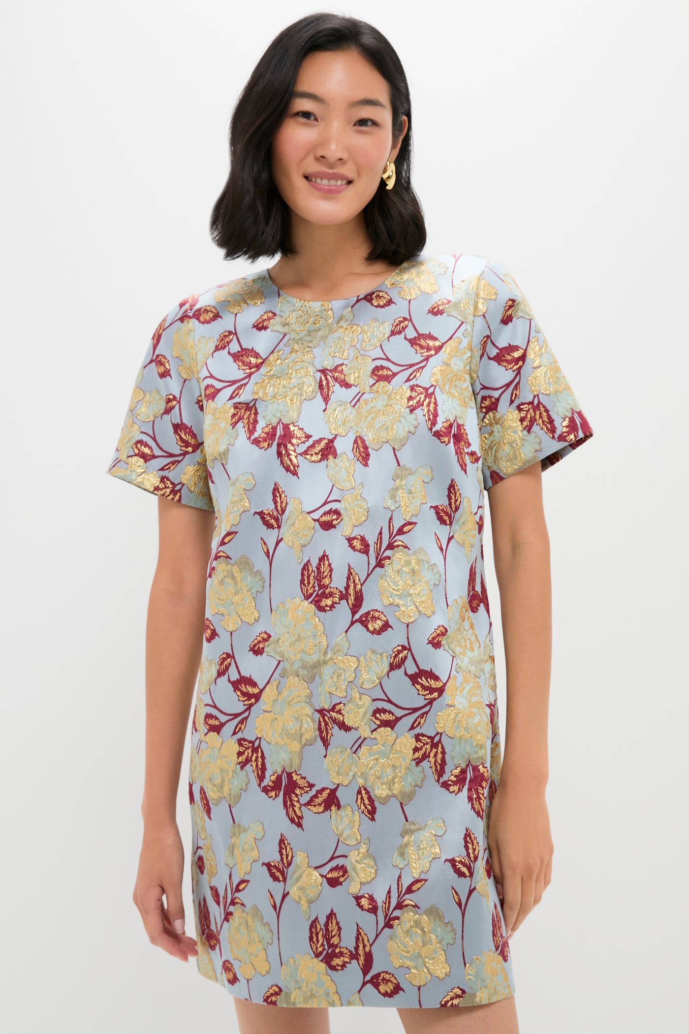 Pomander Place Slate Blue Winter Floral Mae Dress Blue / XXL