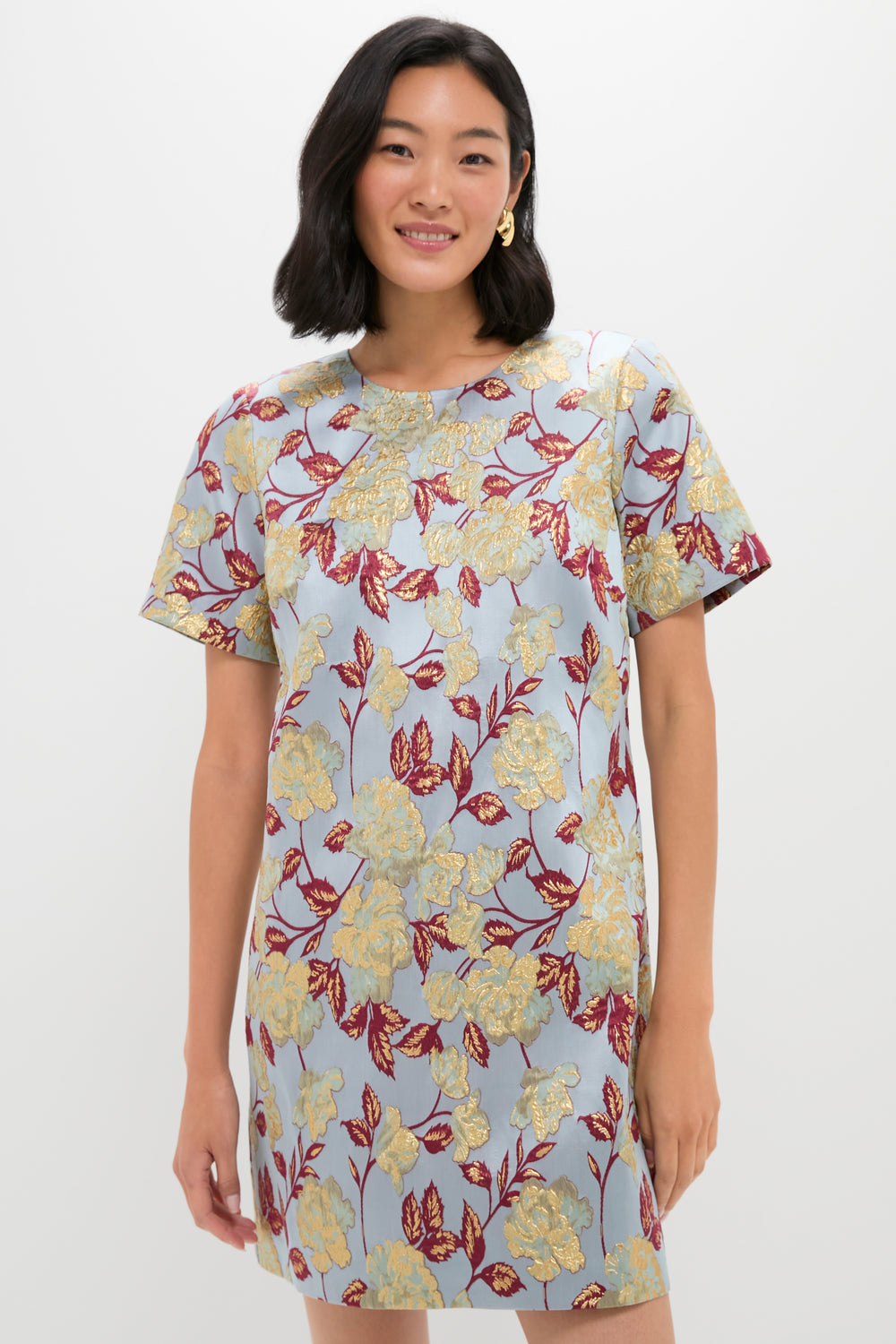 Slate Blue Winter Floral Mae Dress