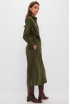 Olive Wide Wale Corduroy Tara Shirt Dress